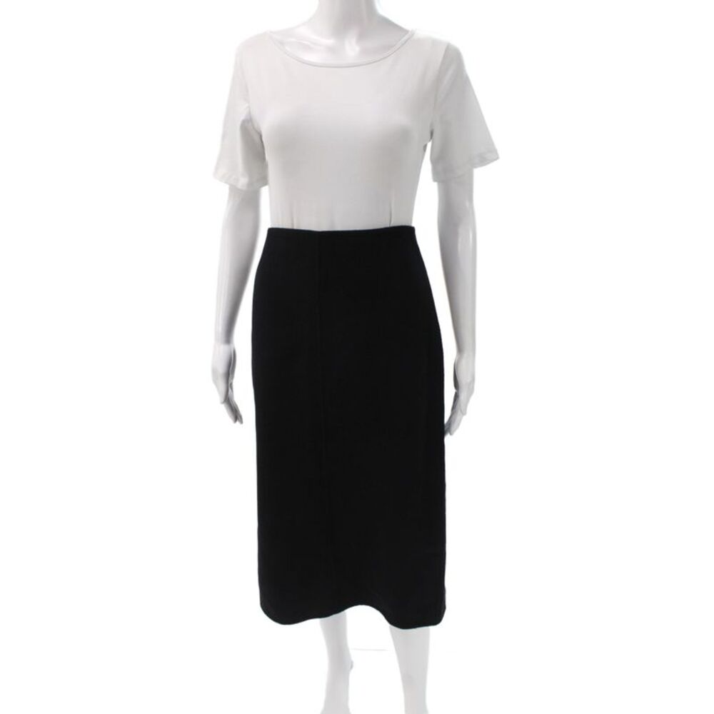 Club Monaco Women Black Silk Straight Pencil Skirt Long Zip Size 6
